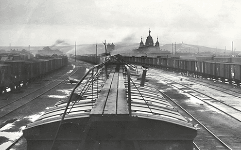 Вид на железнодорожный узел станции Красноярск,1918‑1919 гг.