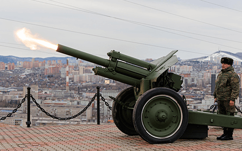 Выстрел городской сигнальной пушки на Караульной горе